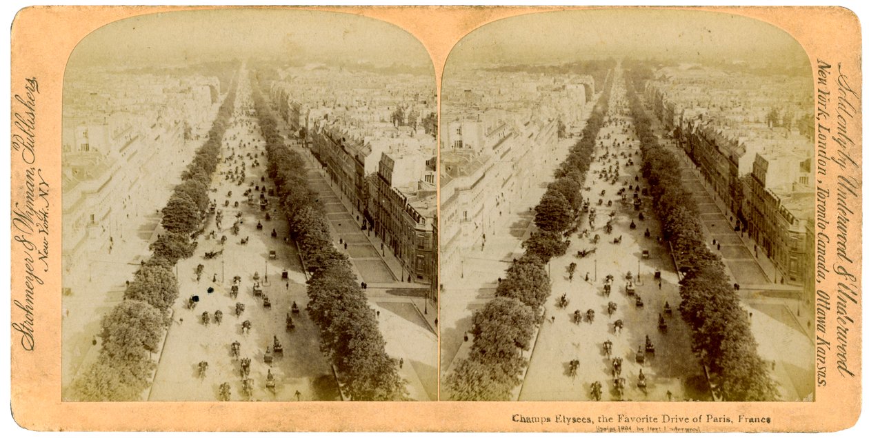 Champs Elysees, Paris, Frankrike, 1894. av Underwood and Underwood
