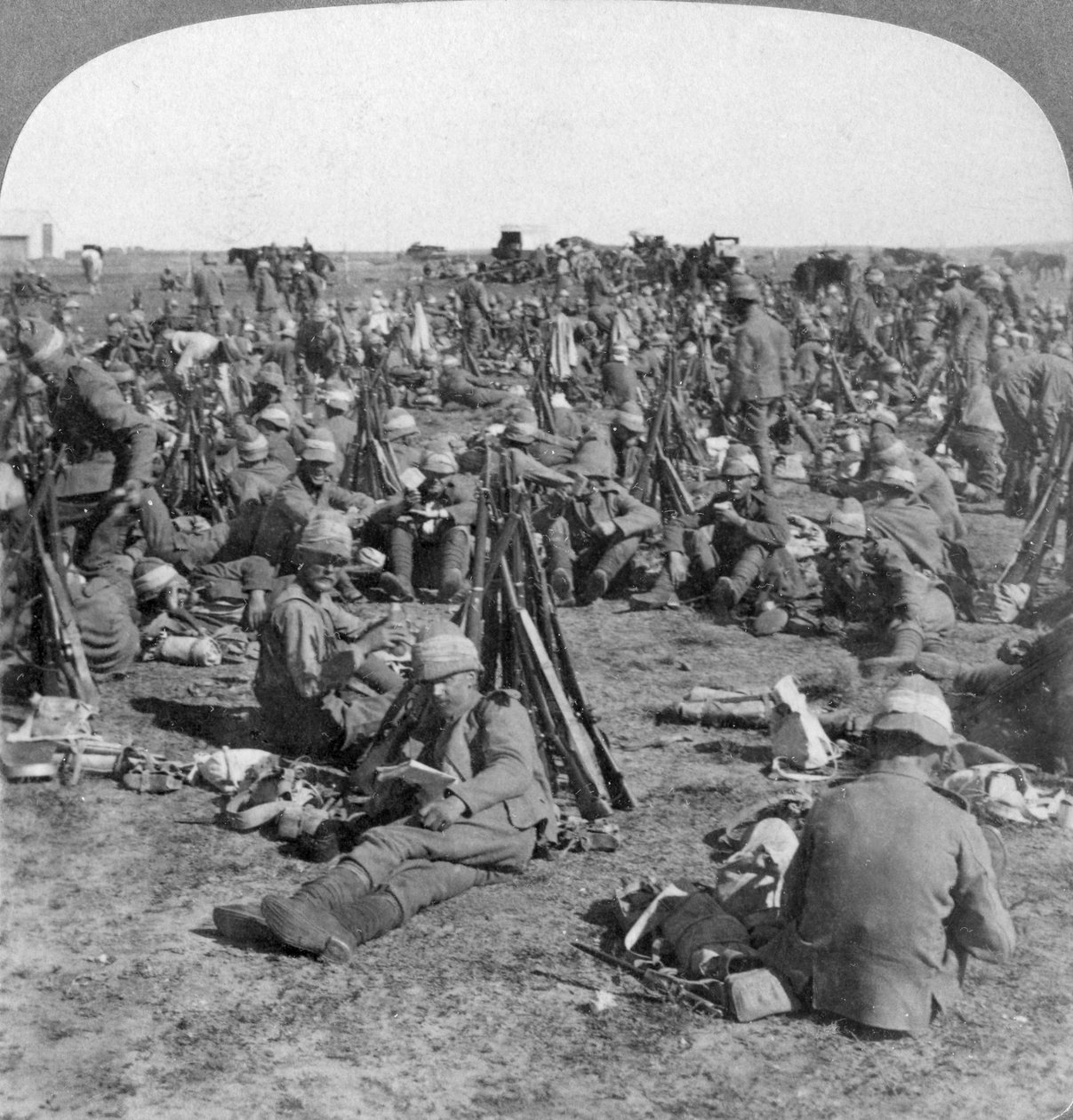 The Coldstream Company på den store Transvaal-kampanjen, Sør-Afrika, Boer War, 1900 av Underwood and Underwood