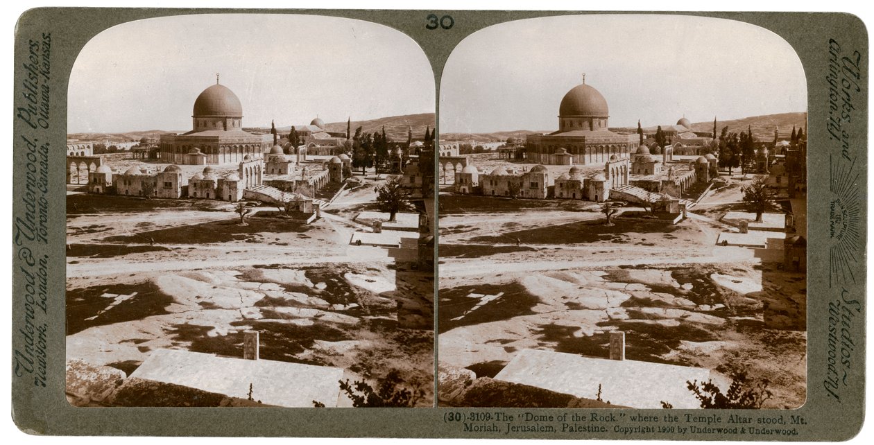 Klippedomen, hvor Temple Alter sto, Mount Moriah, Jerusalem, Palestina, 1900. av Underwood and Underwood