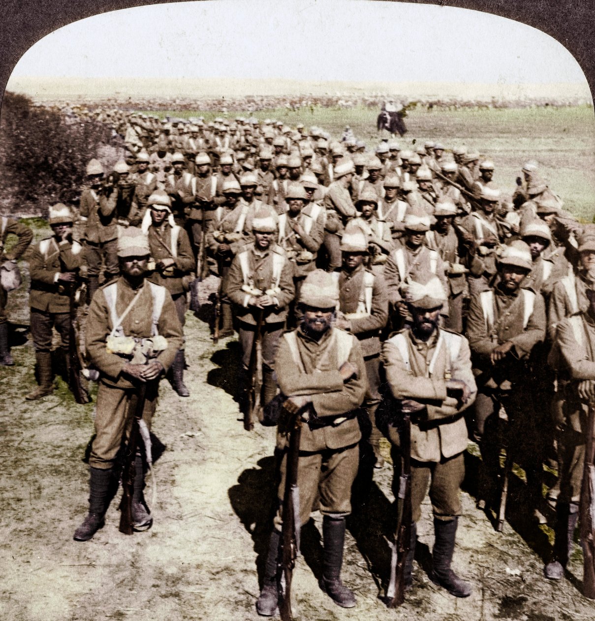 Gardebrigaden på marsj til Kroonstad, Sør-Afrika, Boer War, 1900. av Underwood and Underwood