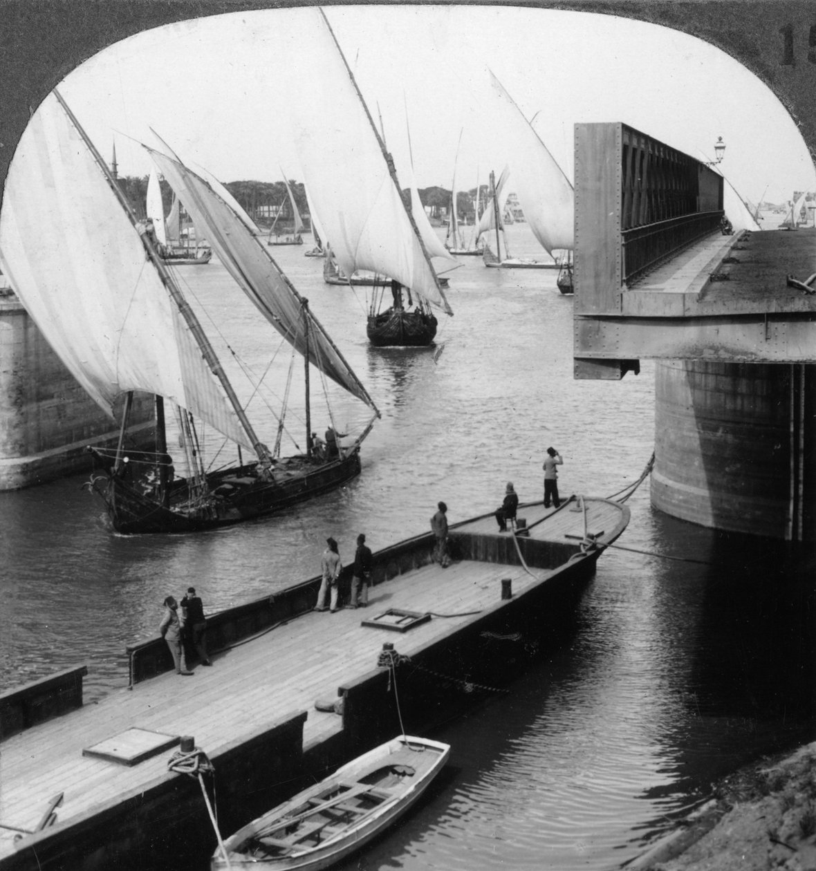 Den store Nilbroen, Kairo, Egypt, 1905. av Underwood and Underwood