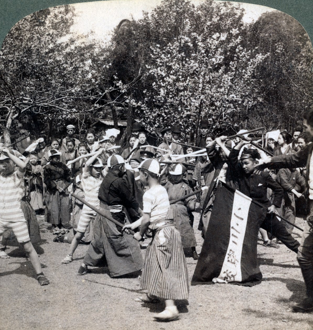 Den krigerske ånden til den japanske ungdommen, Tokyo, Japan, 1896 av Underwood and Underwood
