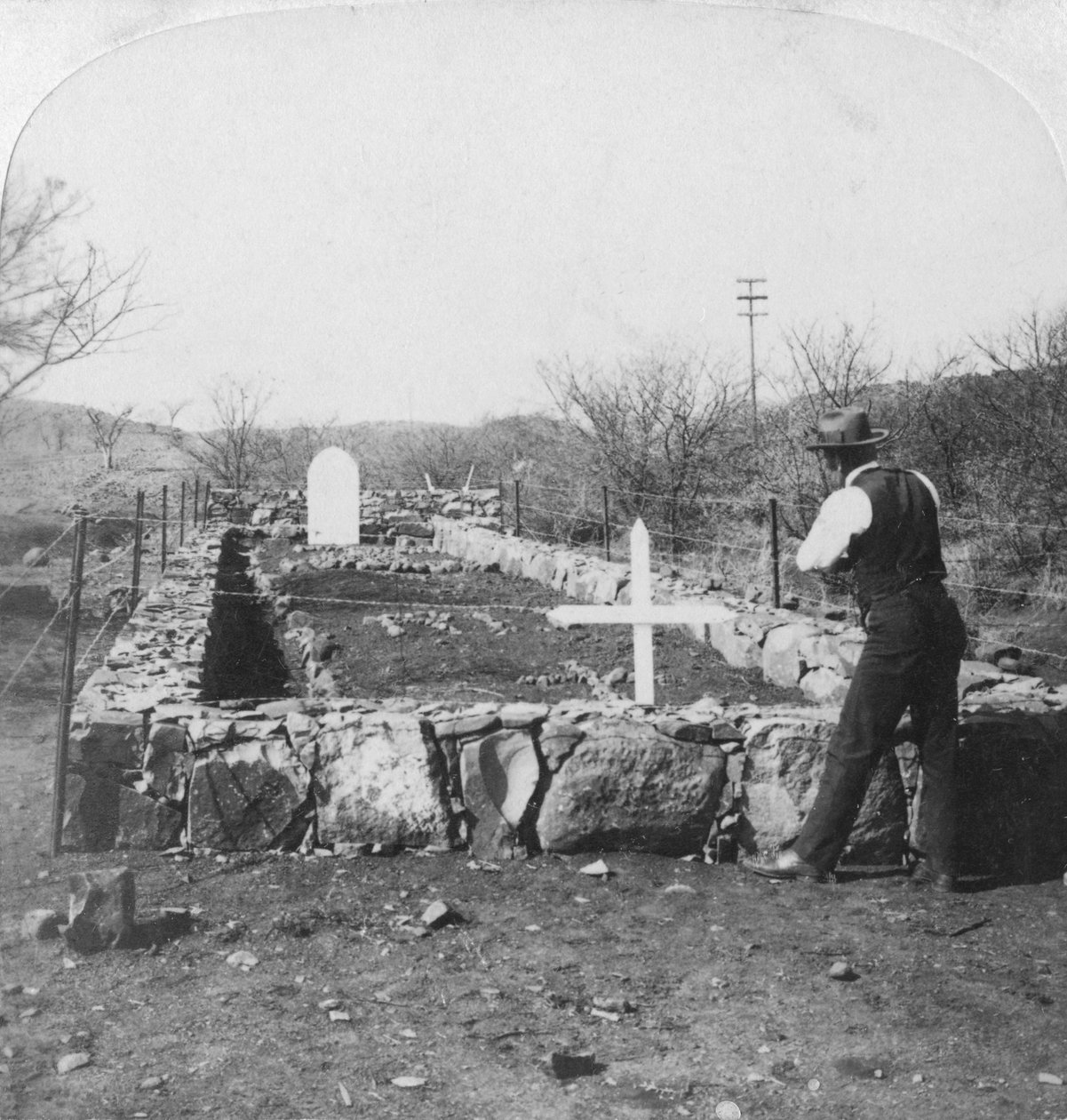 Hvor de falne heltene ligger, foten av Harts Hill, Colenso, Sør-Afrika, Boer War, 1901 av Underwood and Underwood