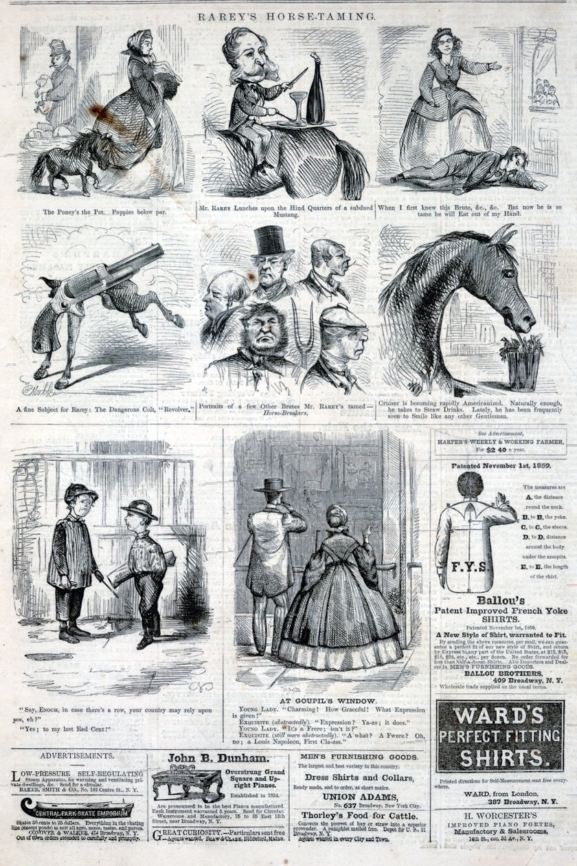 Rareys hestetemming, fra Harper#39;s Weekly, 19. januar 1861 av Unidentified