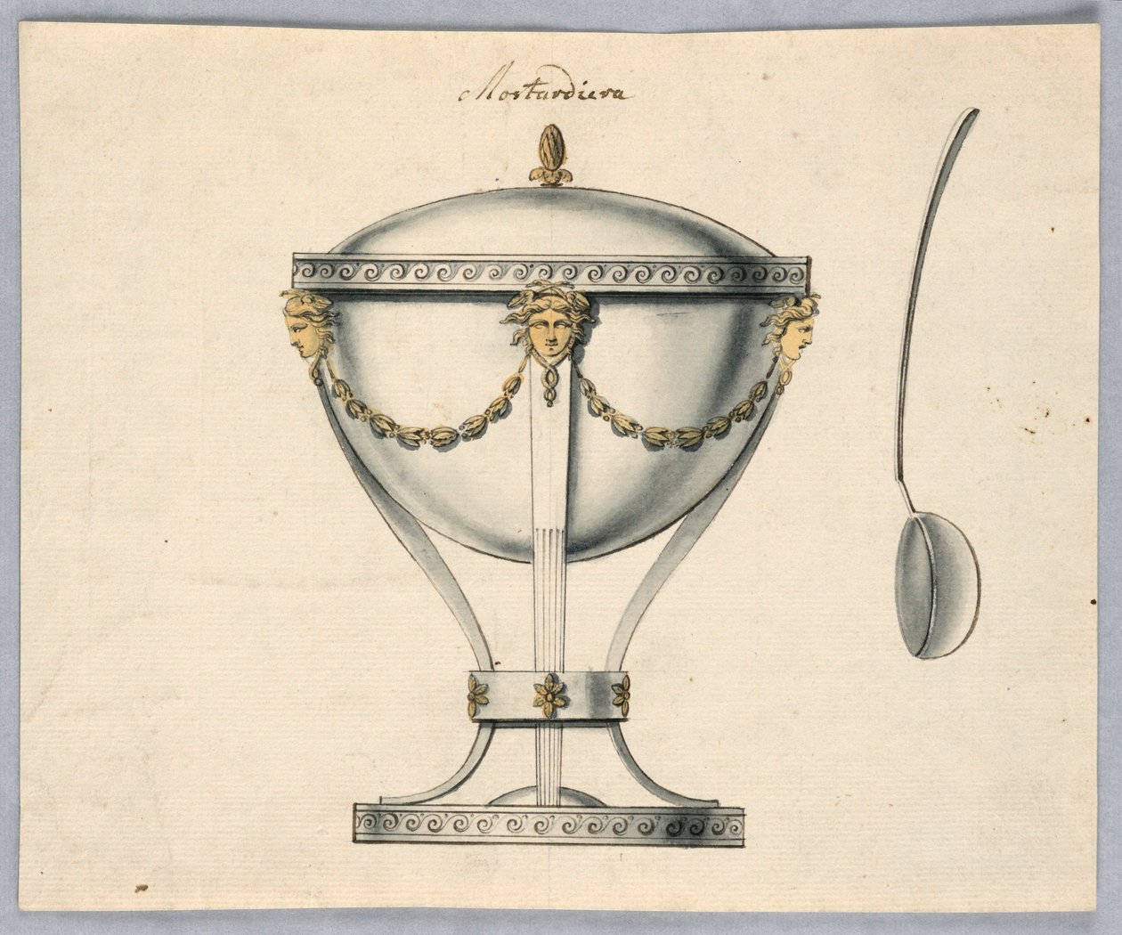 Tegning, design for en sennepsgryte av Unknown
