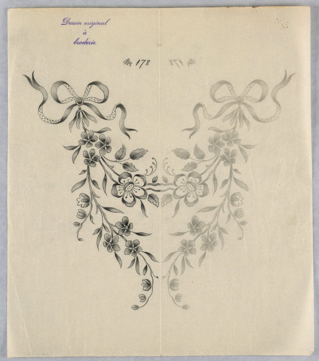 Tegning, design for broderi, ca. 1890 av Unknown