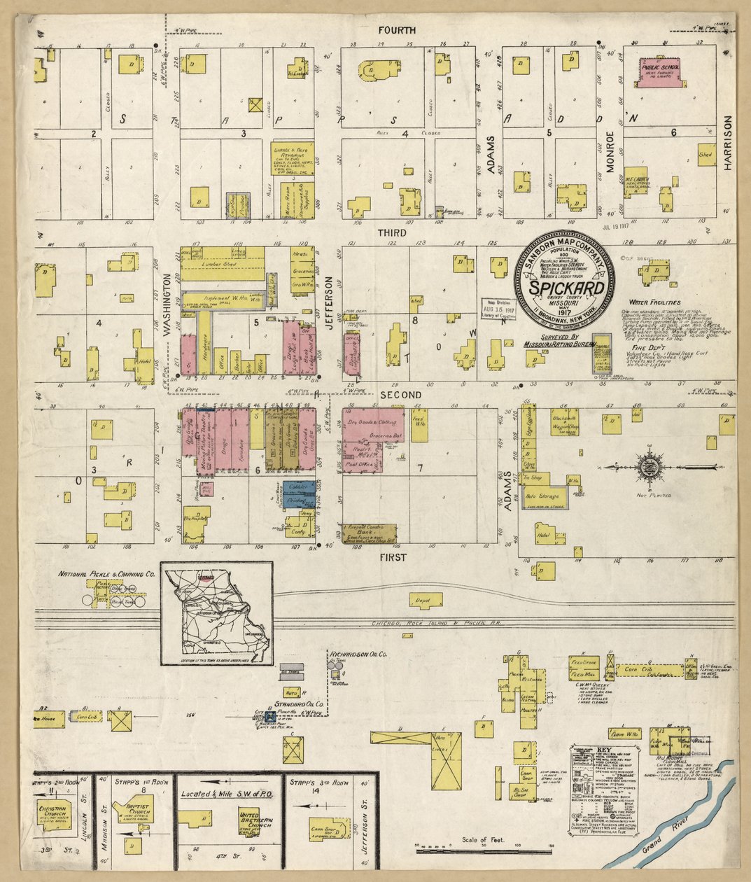 Sanborn brannforsikringskart fra Spickard, Grundy County, Missouri av Unknown
