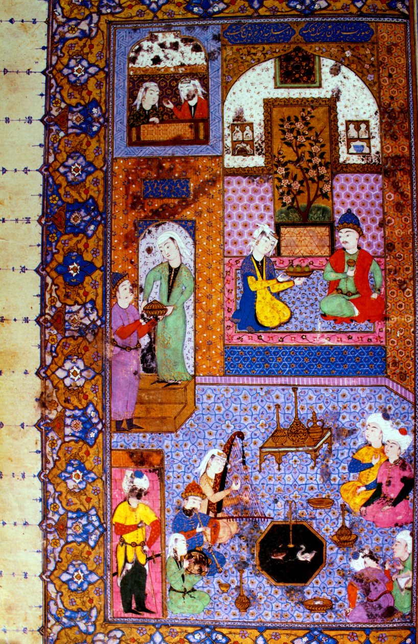 Bankettscene, dobbel miniatyr, del II av Unknown