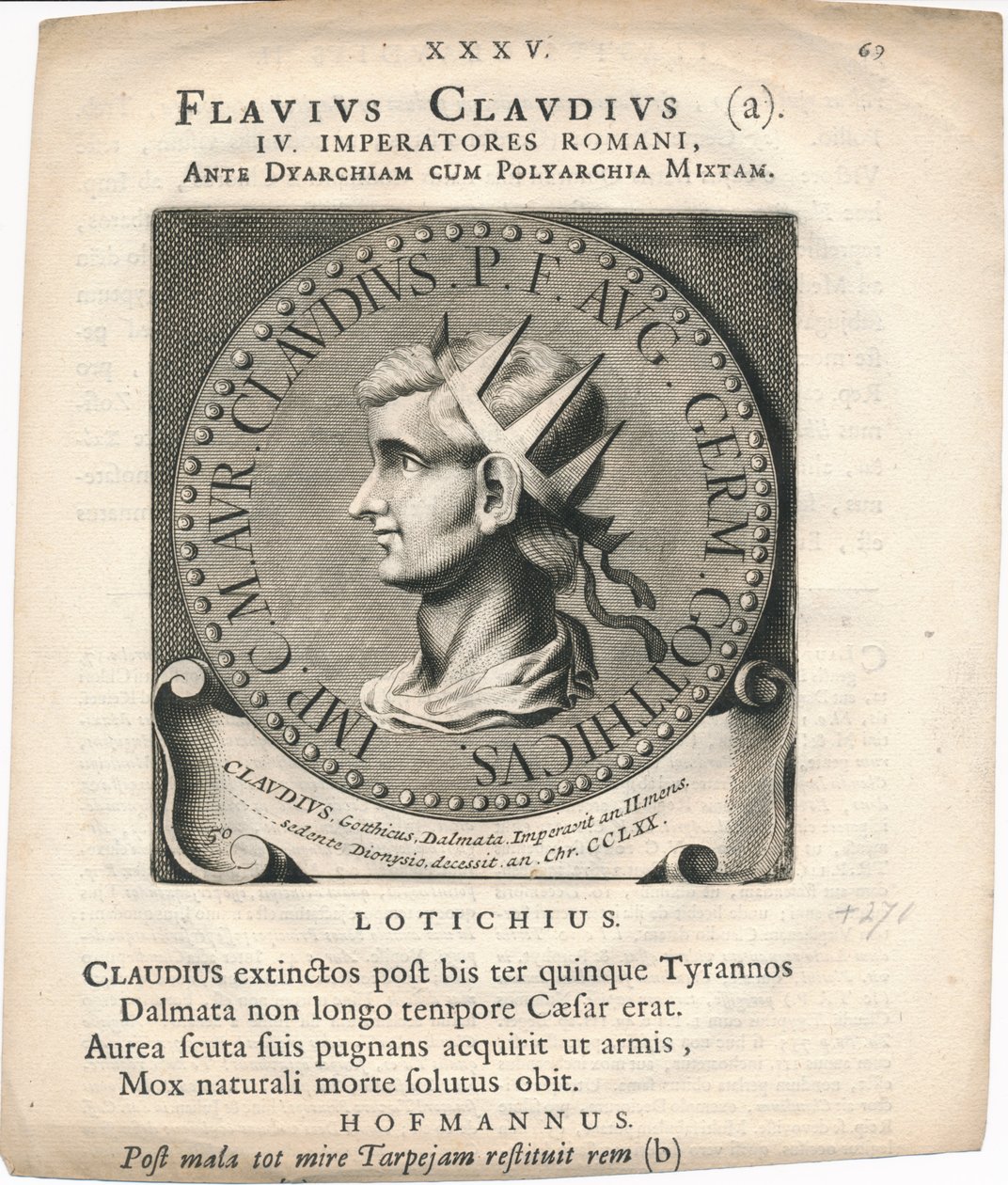gravure in medaillon van Marcus Aurelius Claudius Quintillus av Unknown