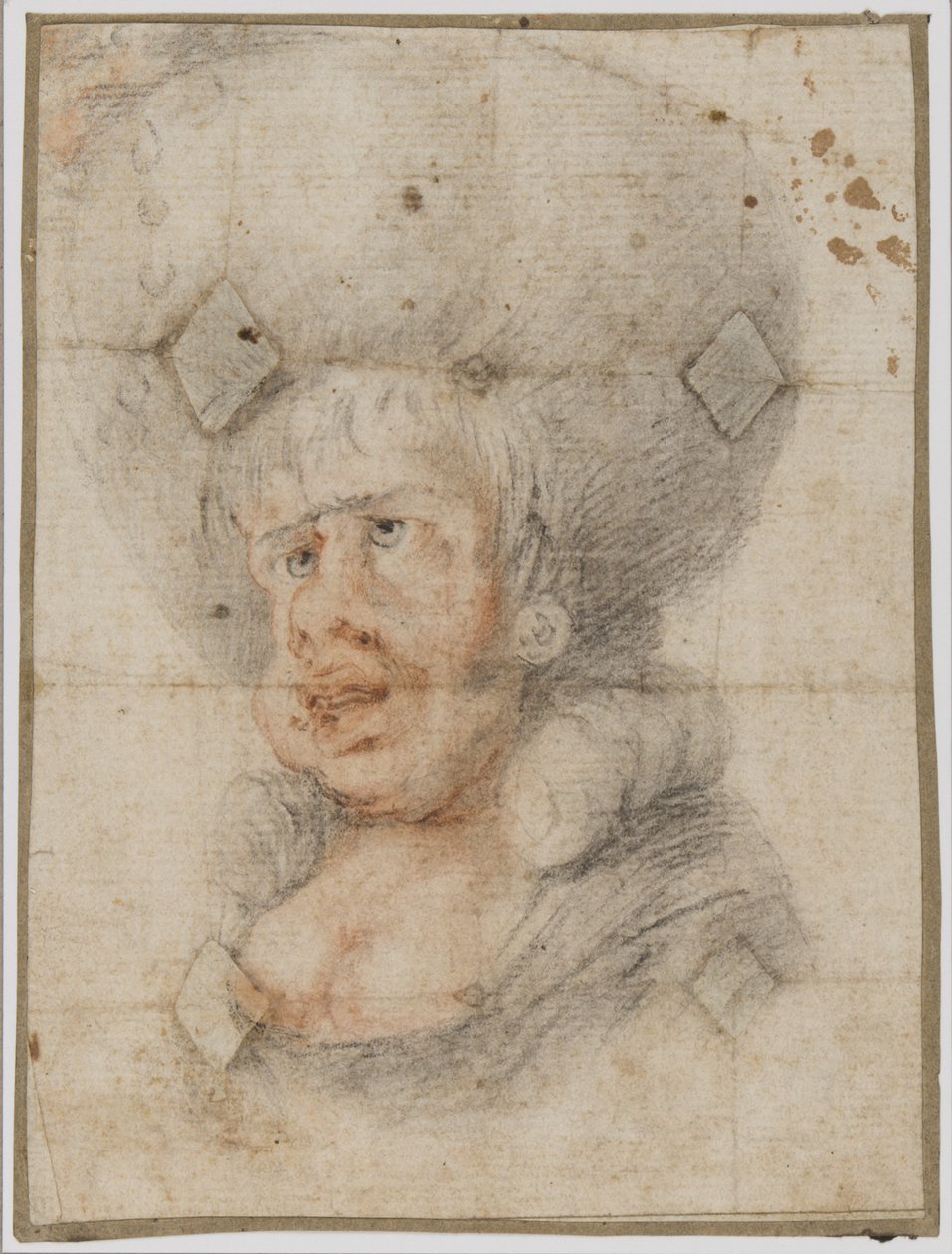 Karikatur av en kvinne, ca. 1780 (rødt og svart kritt på papir) av Unbekannt Unbekannt