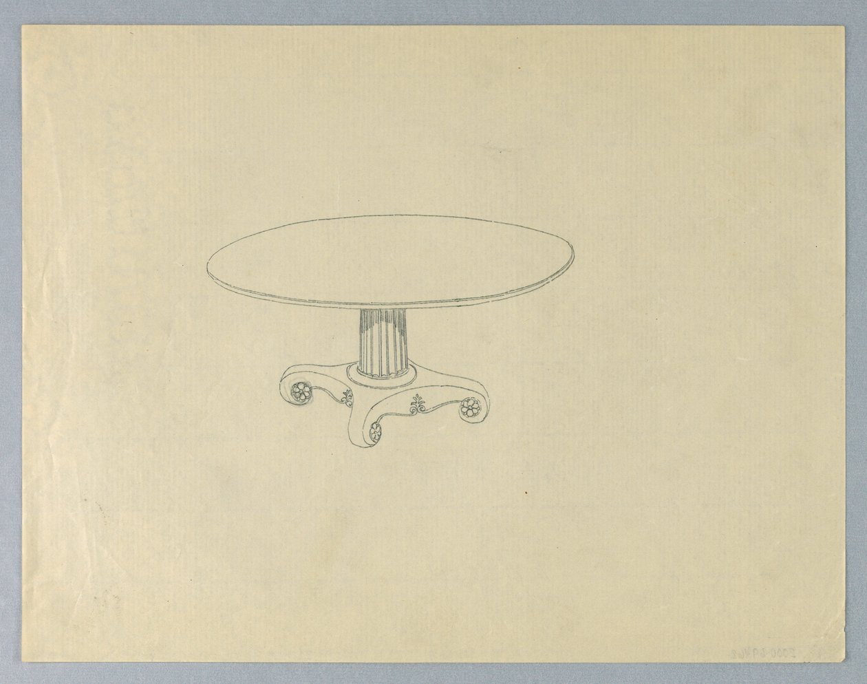 Design for rundt spisebord på rullelignende føtter av Unknown