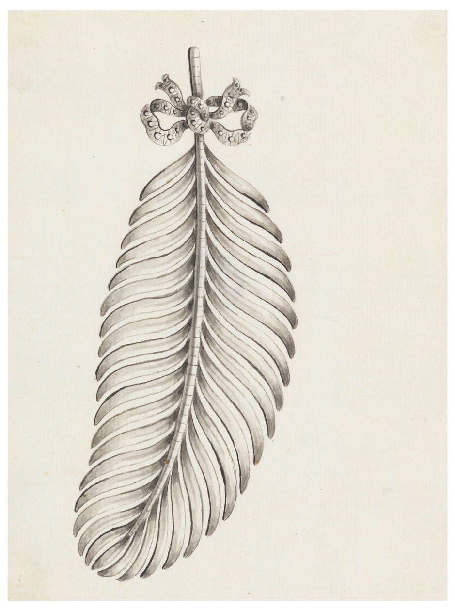 Design for en brosje i form av en fjær av Unknown
