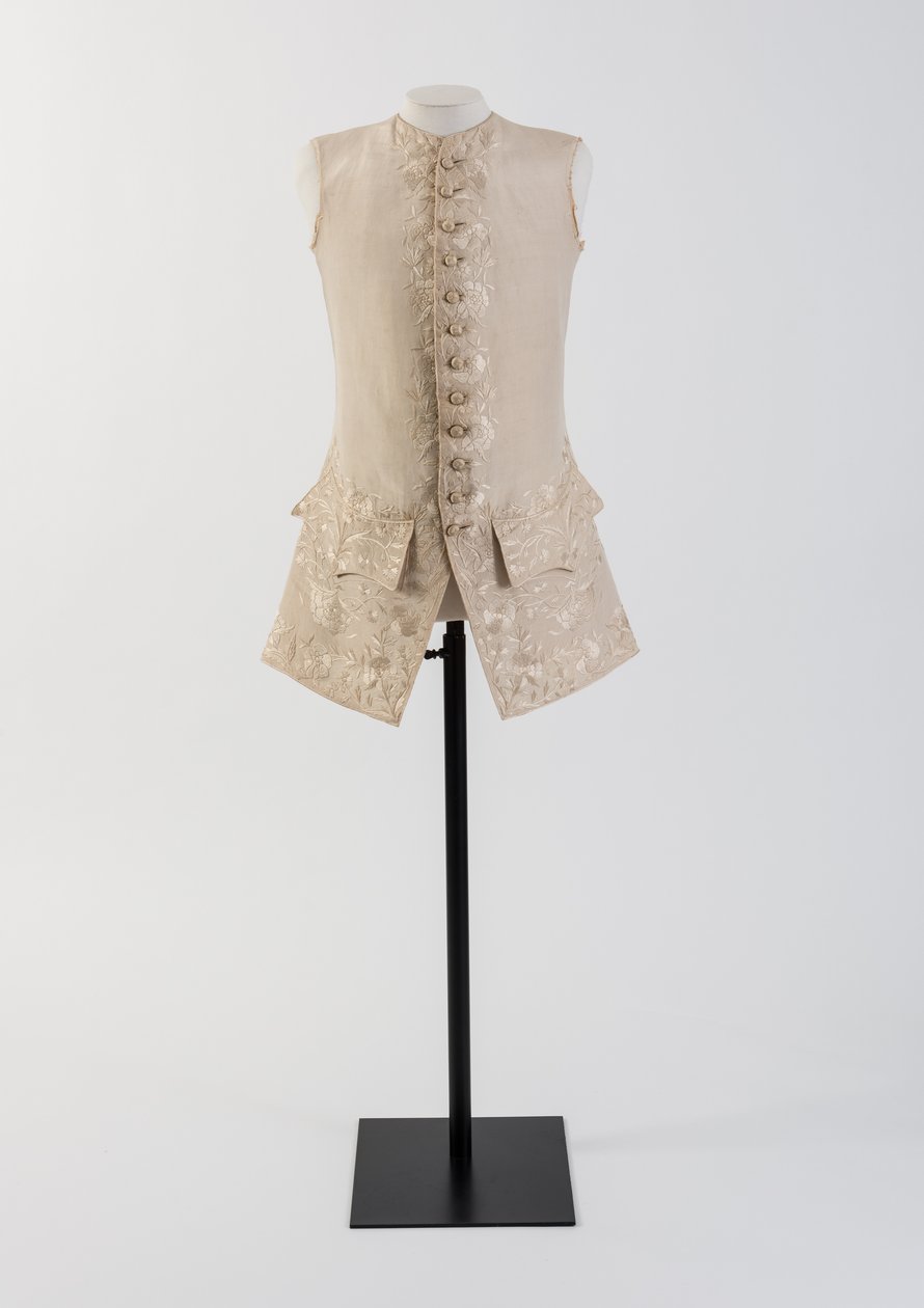 Mans krem silkebrodert vest, 1740-tallet (silke) av Unbekannt Unbekannt