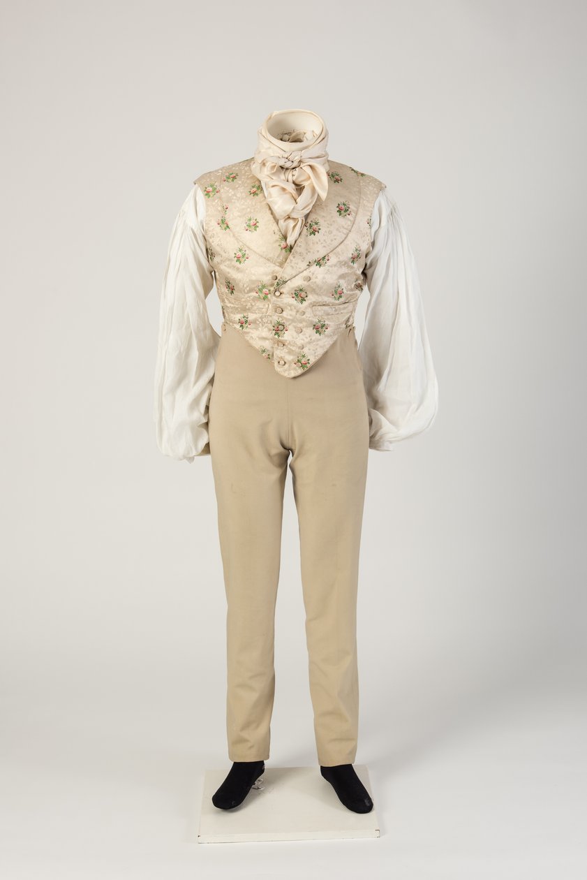 Herrebukser i ull, brukt med silkevest, 1820-tallet (ull og silke) av Unbekannt Unbekannt