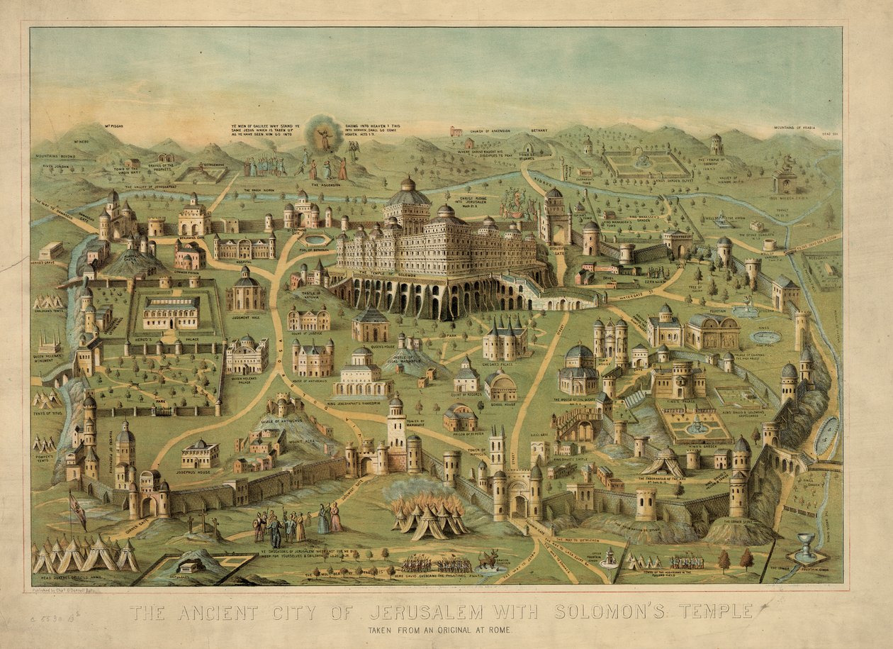 Den gamle byen Jerusalem med Salomos tempel, 1871 av Unbekannt Unbekannt