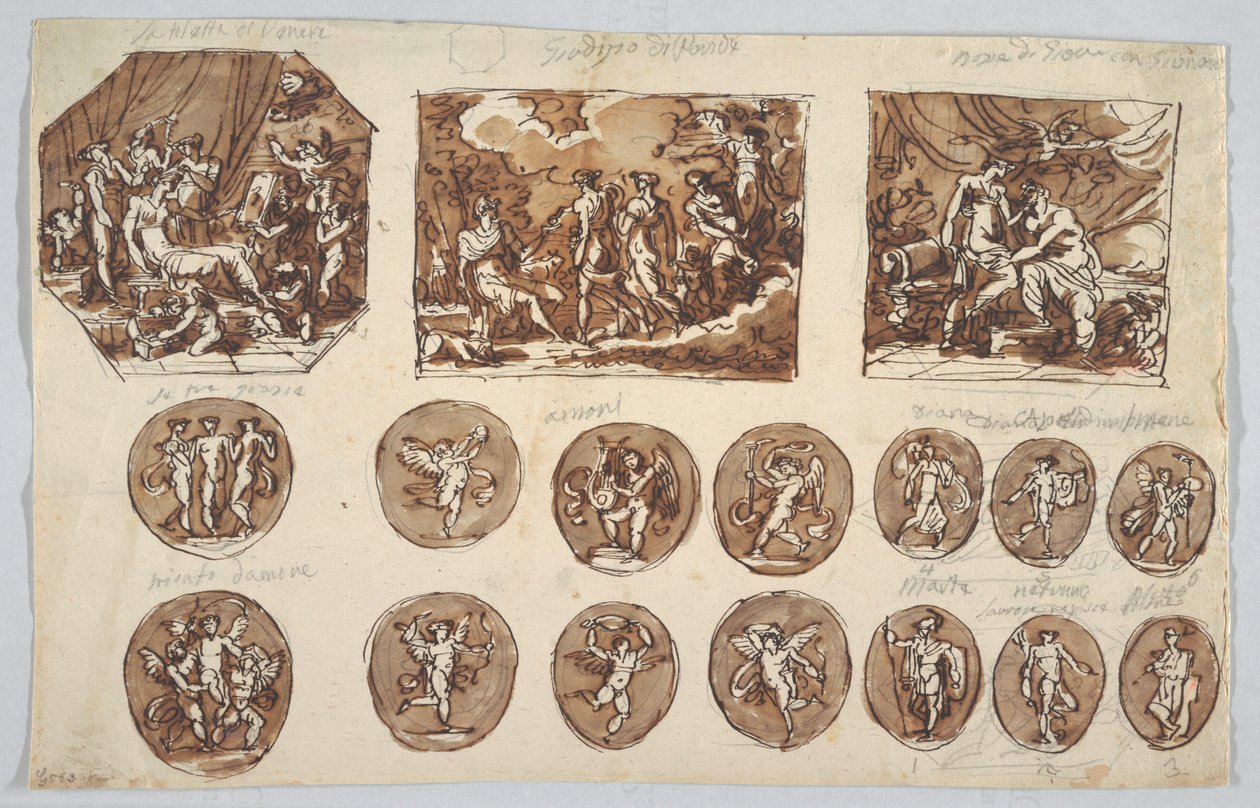 Thetis observerer Vulcan som produserte armene til Achilles av Unknown