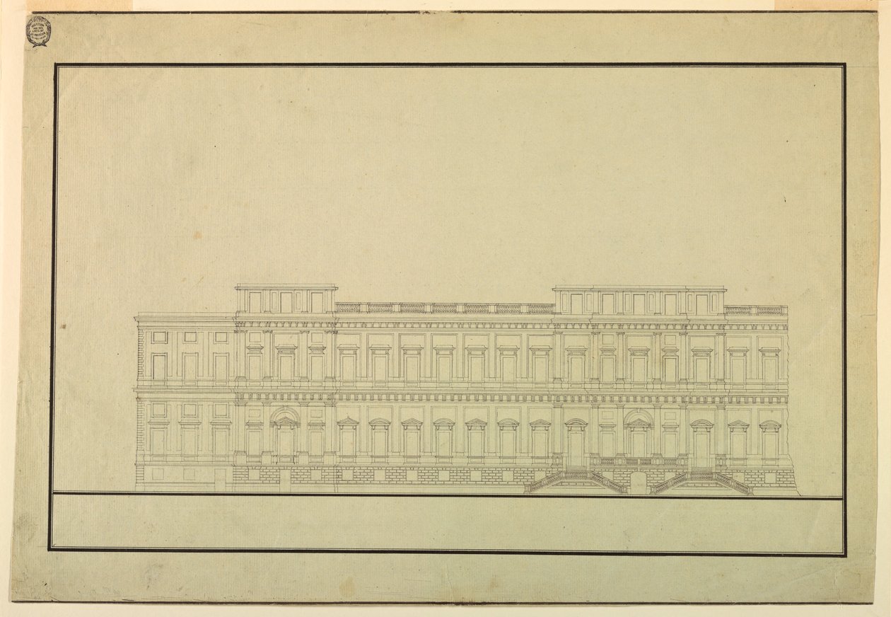 Tegning, design for høyden av en offentlig bygning, slutten av 1700 -tallet av Unknown