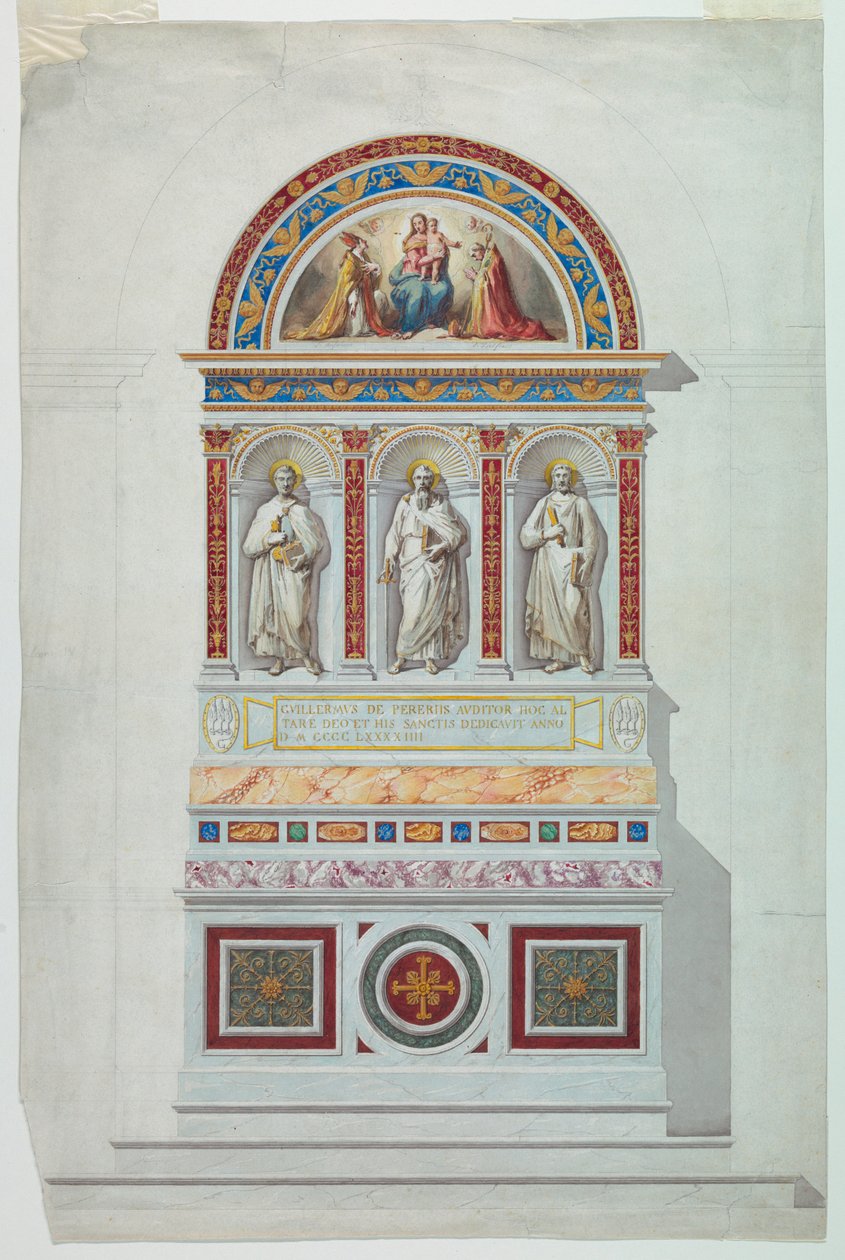 Tegning, høyde av et alter, 1894 av Unknown