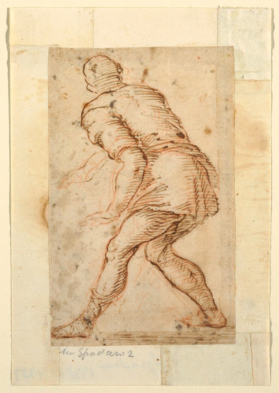 Tegning, figurstudie av en mann av Unknown