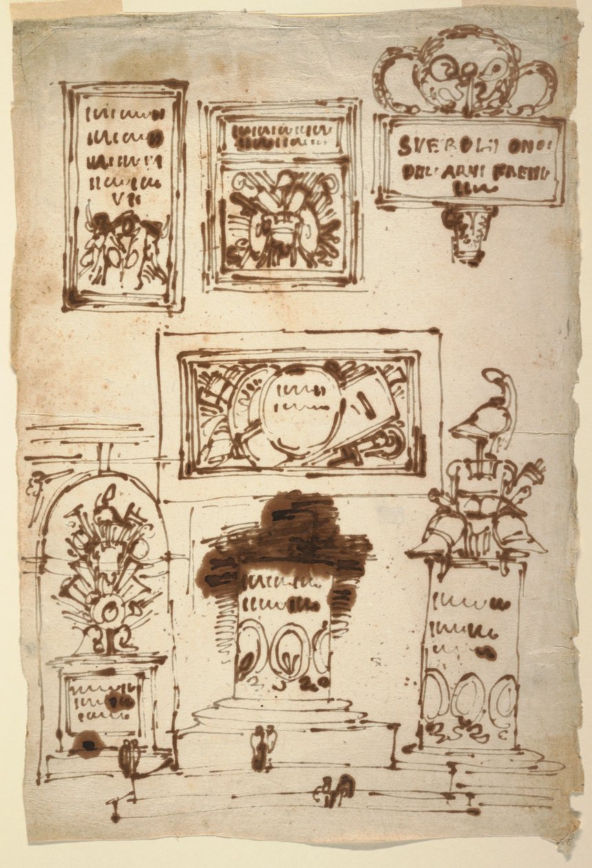 Tegning, minnetavler for familien Severoli, Faenza av Unknown