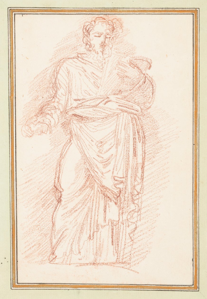 Tegning, Robed figur med slips rundt livet, ca. 1759–70 av Unknown