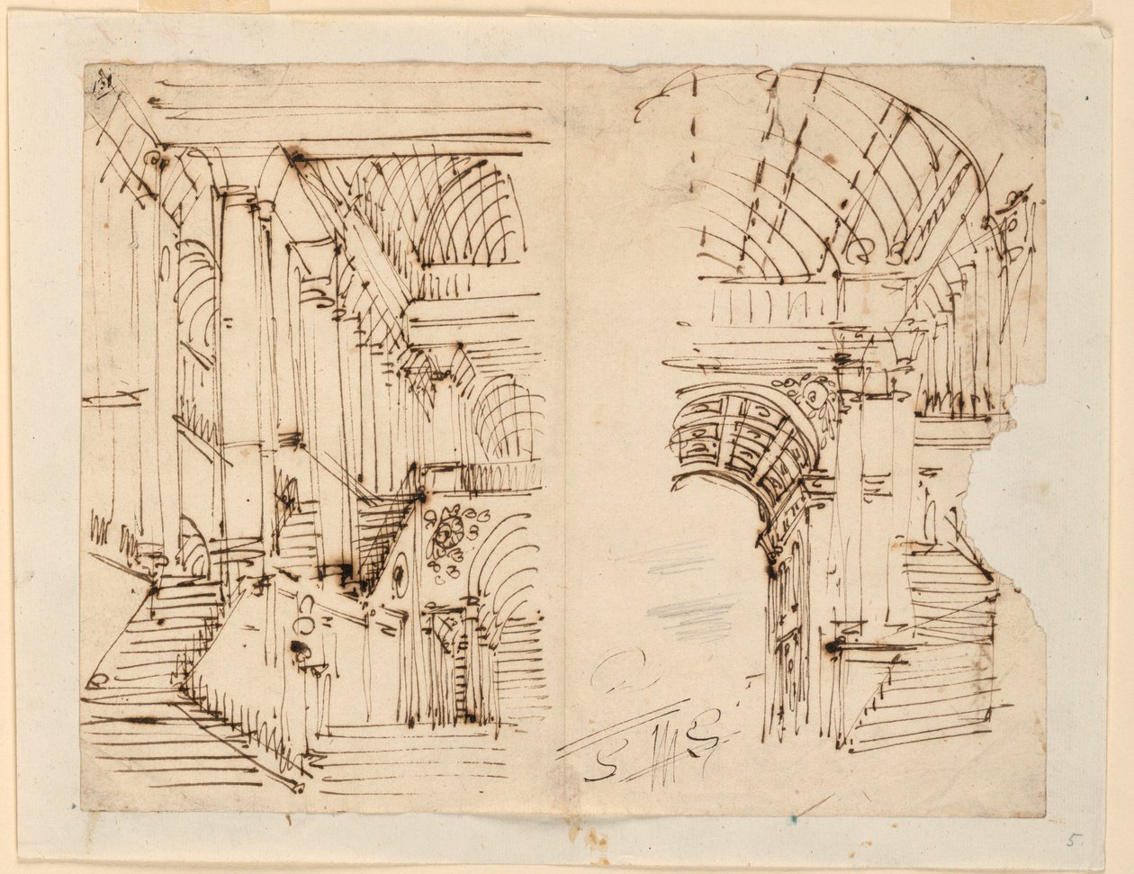 Tegning, Scenedesign, Trapper, begynnelsen av 1800 -tallet av Unknown
