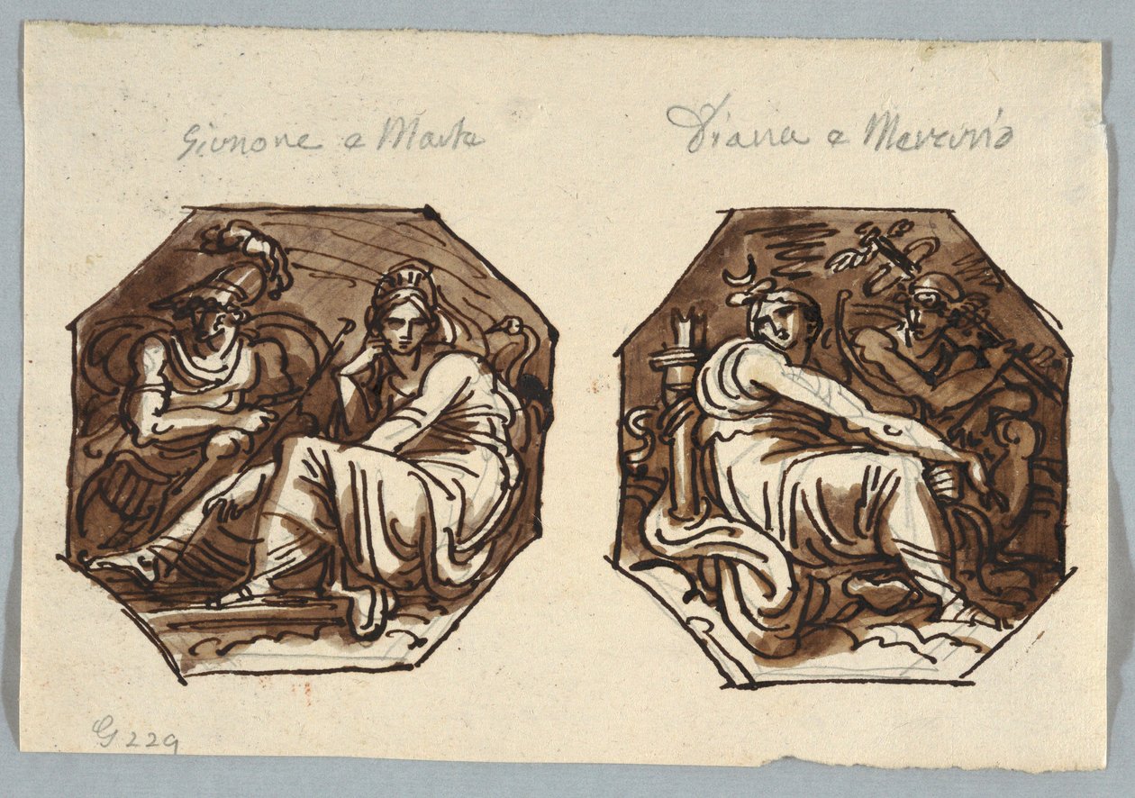 Mars og Juno; Merkur og Diana satt i Diagonal Composition av Unknown