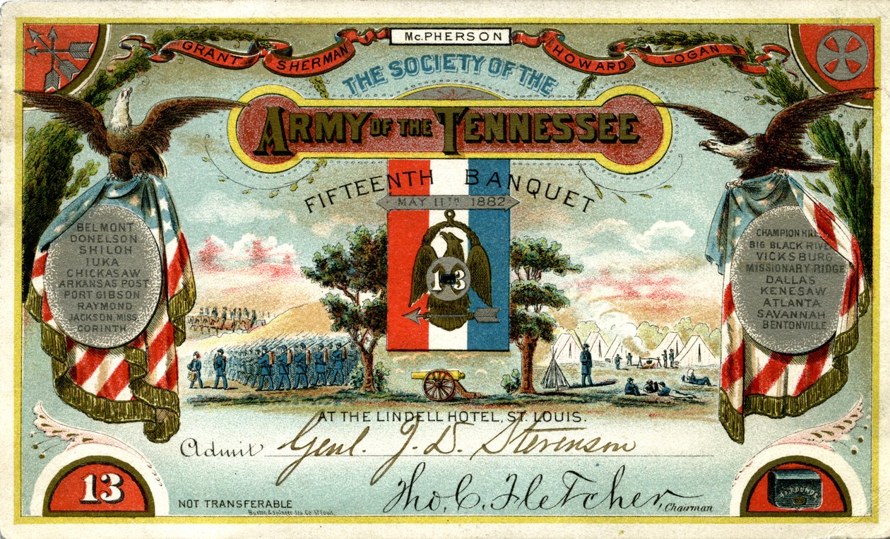 Billett for å ta inn general John D. Stevenson av Unknown