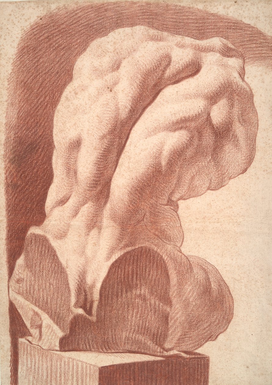 Akademisk studie av en torso av Unknown