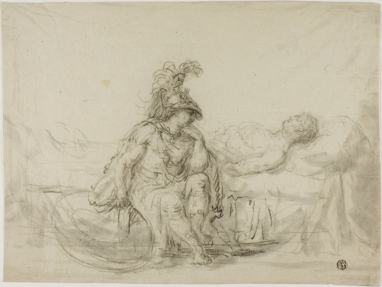 Achilles sørgende Patroklos av Unknown