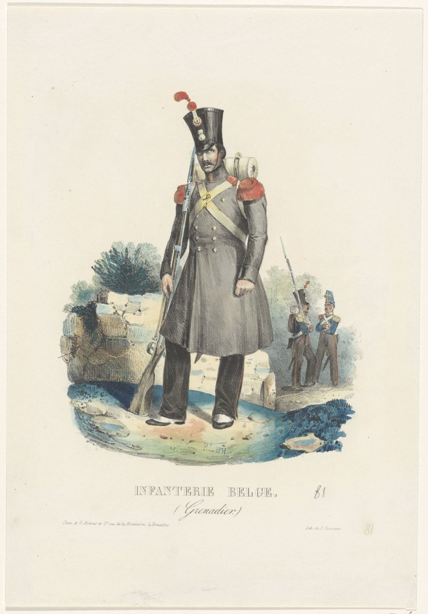 Belgisk grenader, 1831 Belgisk infanteri. (Grenadier.) (tittel på objekt) av Unknown