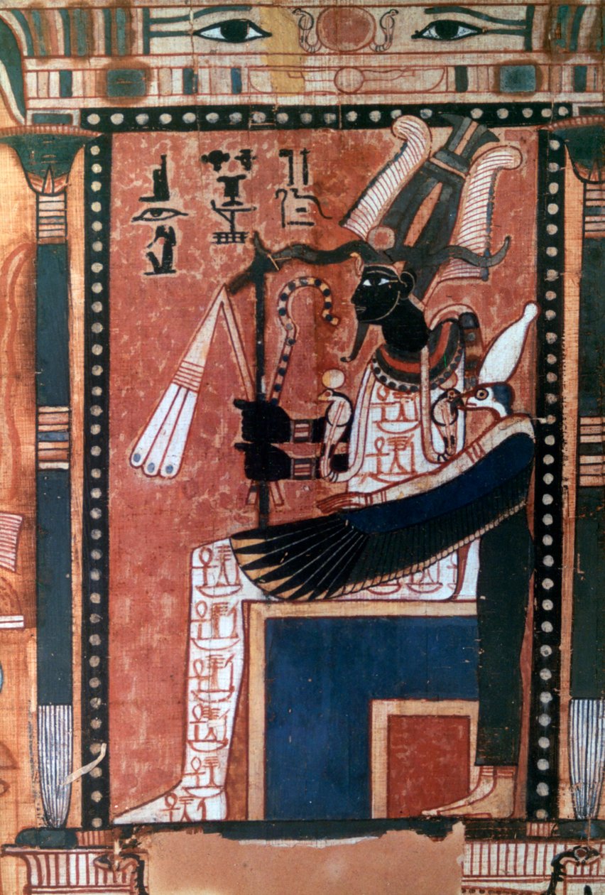 Book of the Dead av skriveren Nebqed, detalj om den avdøde før Osiris, 18. dynasti av Unknown