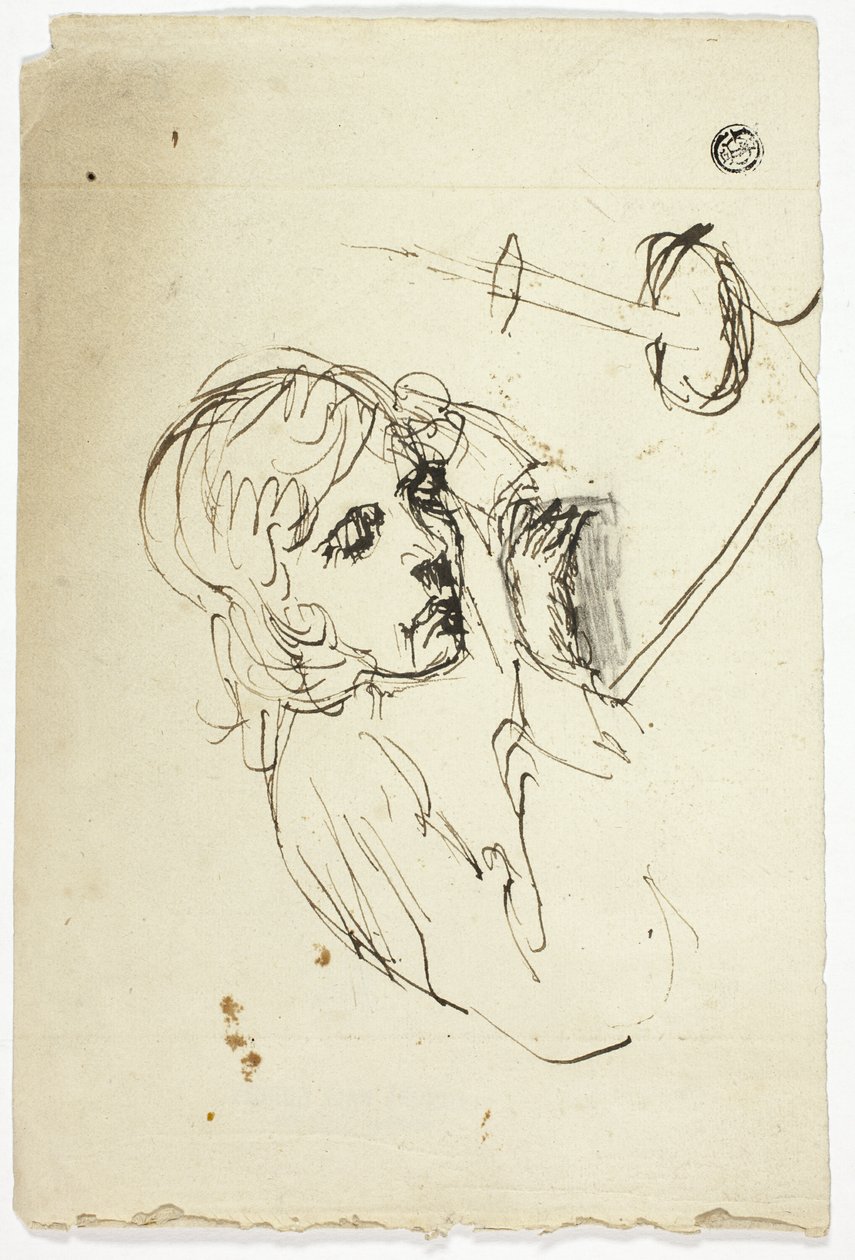 Boy Asleep by Candle av Unknown