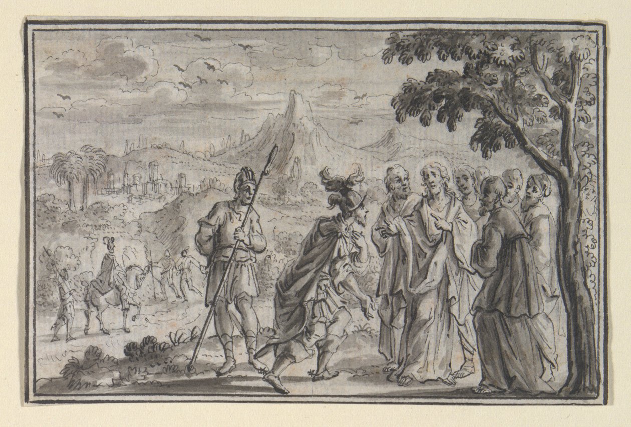 Centurion Beseeching Christ (?) (Lukas 7, Mt 8), en av fire scener fra Kristi liv av Unknown
