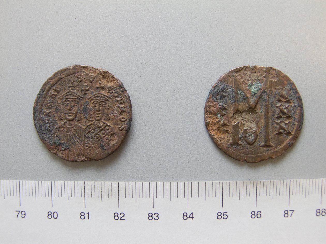 Follis (40 Nummi) av Michael II; Theophilus I fra Ukjent av Unknown