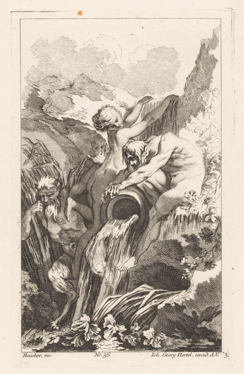 Fontene med mann, kvinne og satyr Diverse Fontaines (serietittel) av Unknown