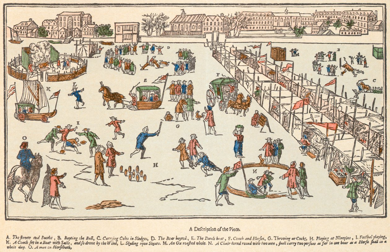 Frostmesse ved Themsen, London, 1683 av Unknown