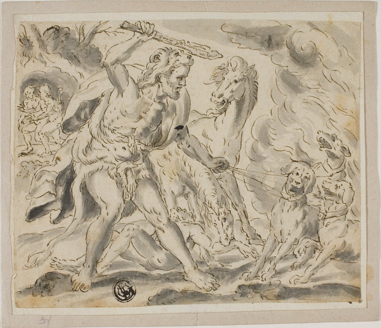 Hercules, Cerberus og Mares of Diomedes av Unknown