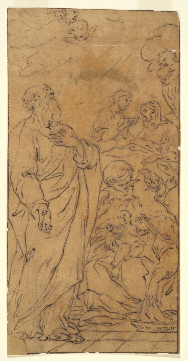 Hellig familie og hellig (Jomfruens fødsel), i Roma, S.Giovanni i Fonte av Unknown