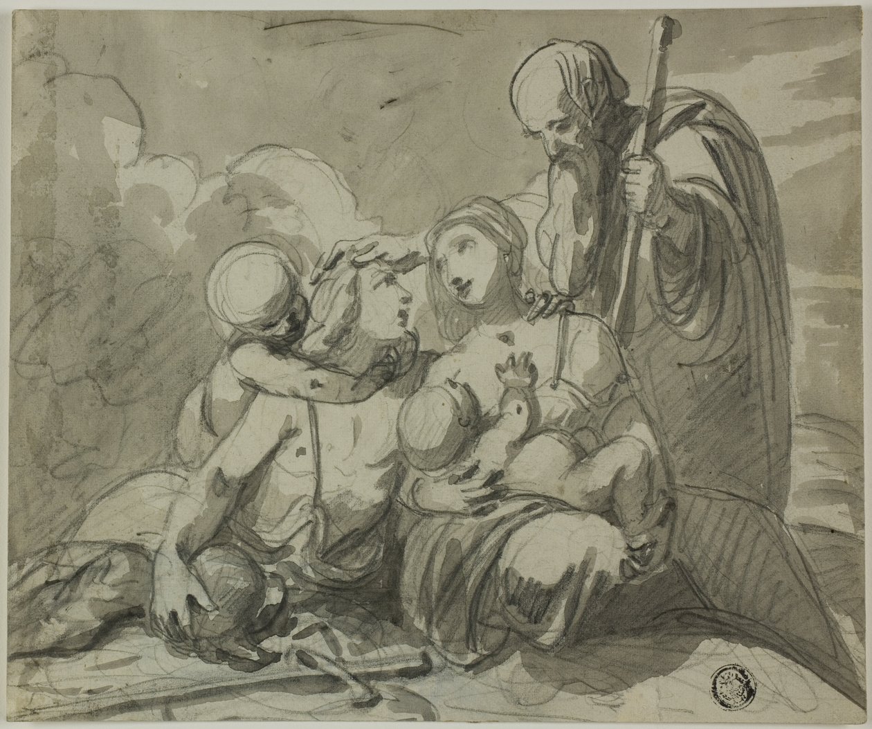 Hellig familie med Warrior Saint av Unknown