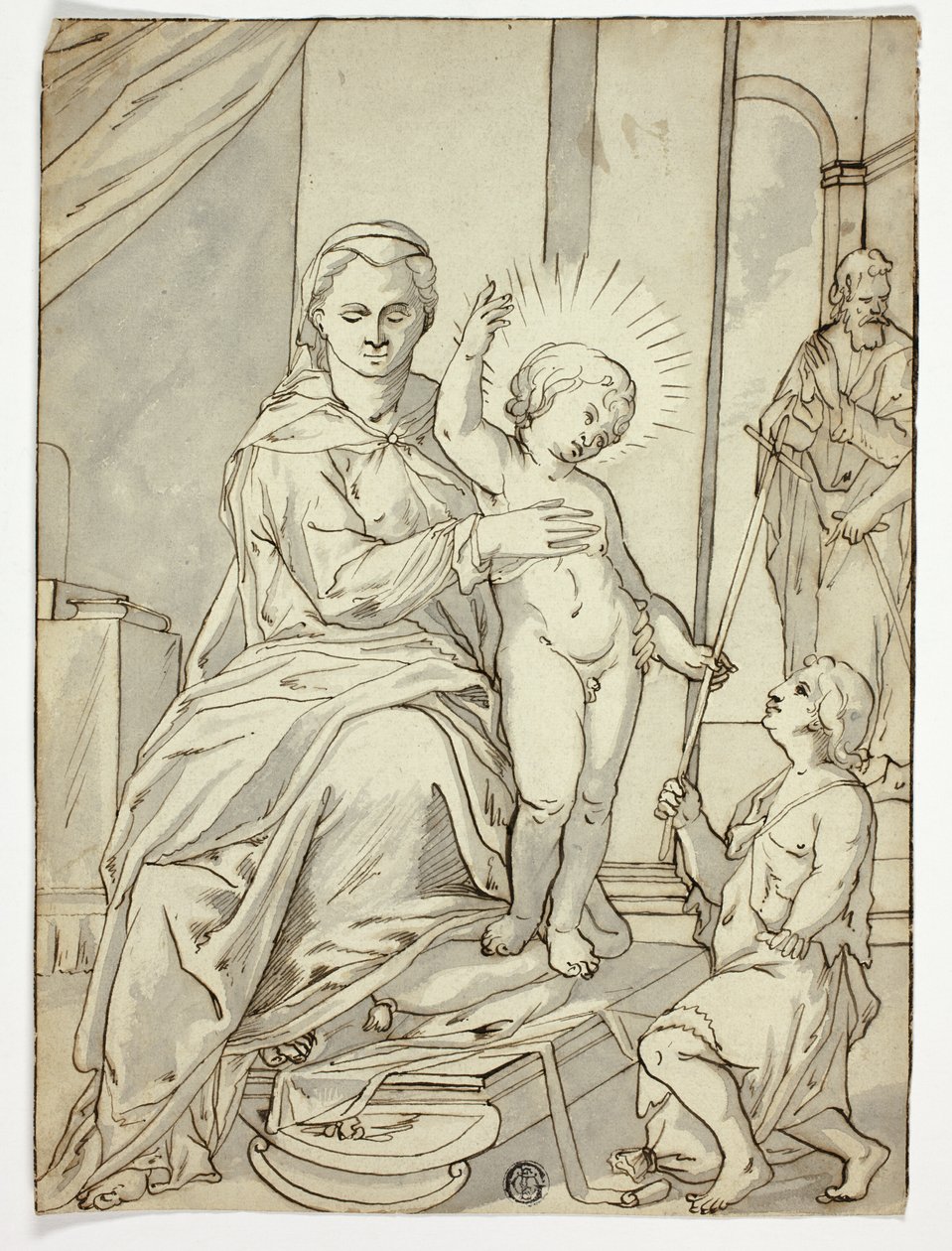 Hellig familie med spedbarnet Døperen Johannes av Unknown
