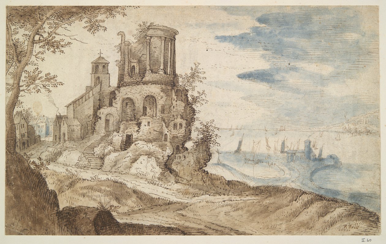 Imaginært landskap med Sibylla-tempelet, Tivoli av Unknown