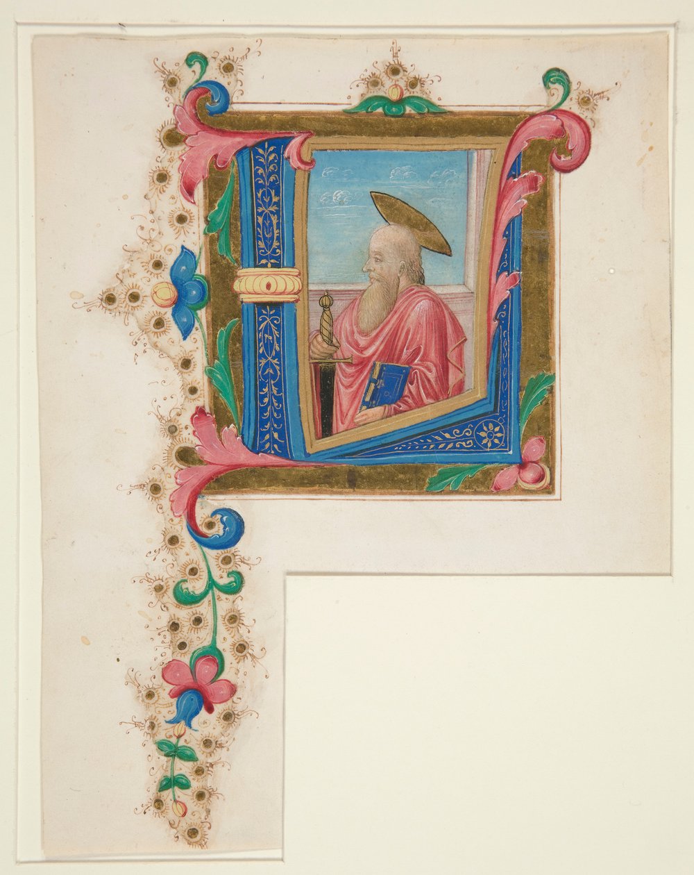 Initial L, med en helgen inni av Unknown