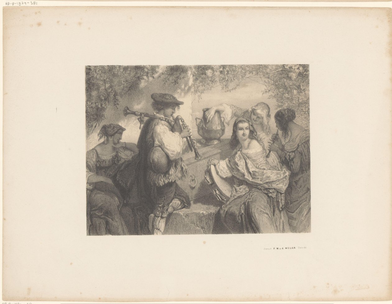 Italienske musikere ved en kiste av Unknown