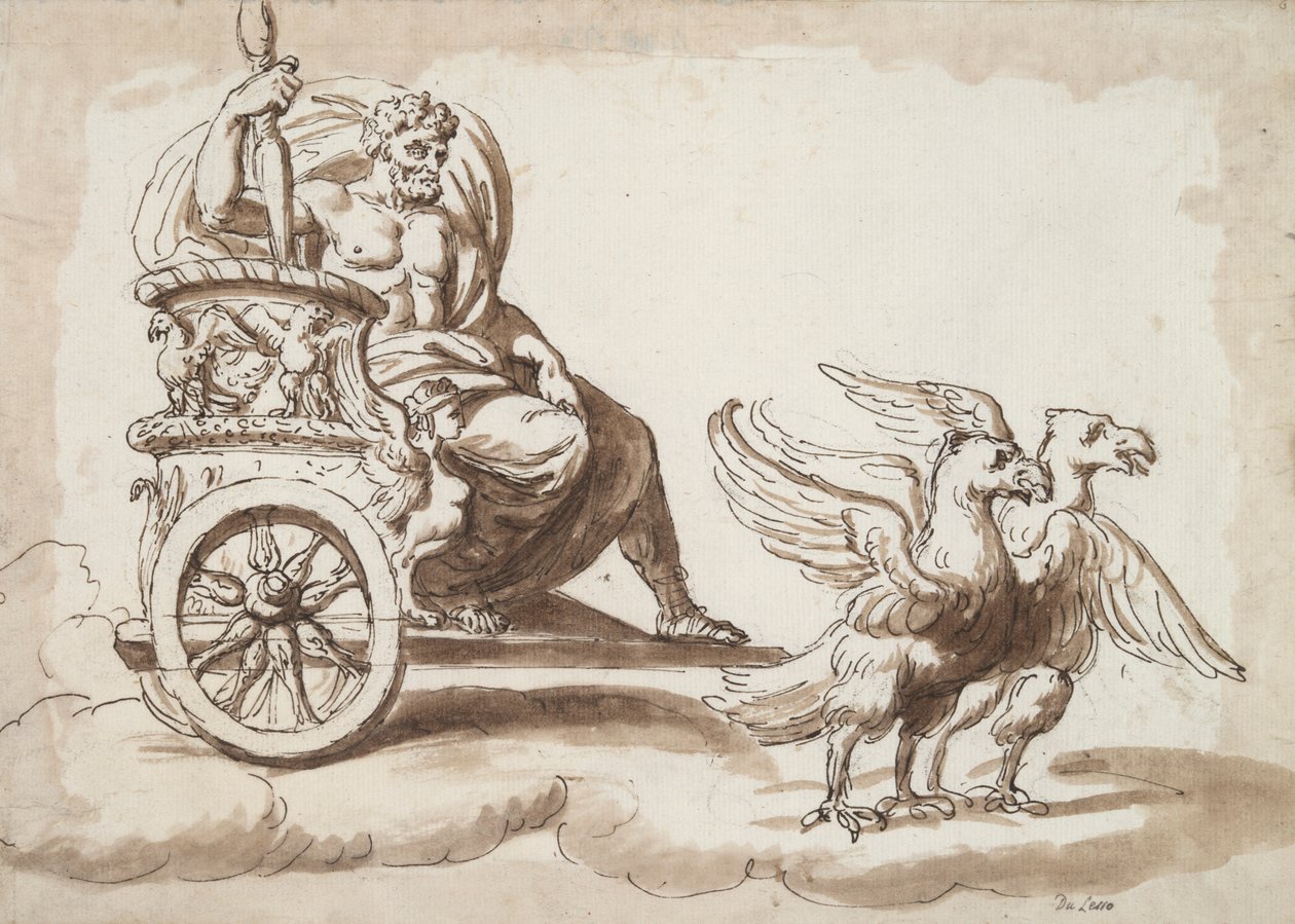 Jupiter i en vogn tegnet av Eagles av Unknown