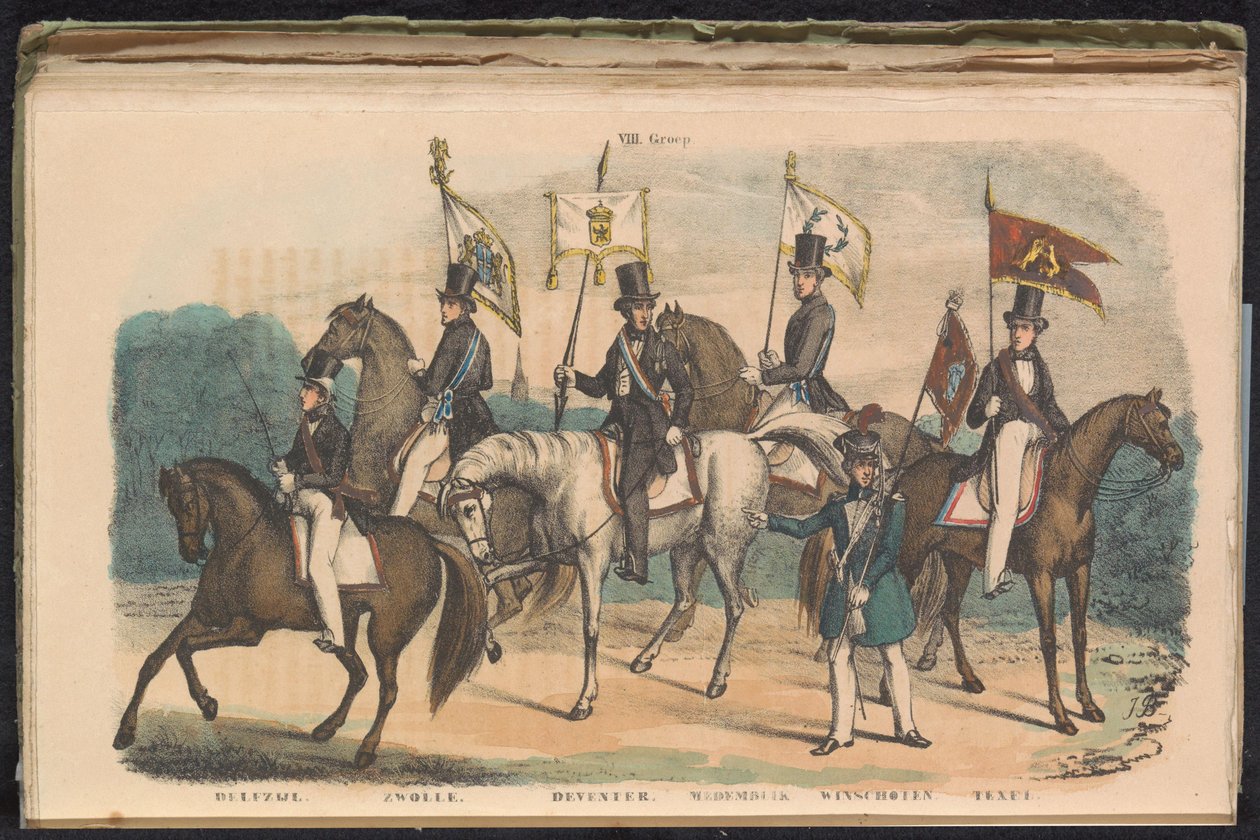 Kostymer og bannere til æresvaktene i Delfzijl, Zwolle, Deventer, Medemblik, Winschoten og Texel, 1840-1842 VIII. Gruppe (tittel på objekt) av Unknown