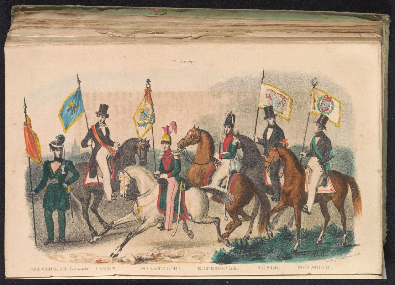 Kostymer og bannere til æresvaktene i Drenthe, Assen, Maastricht, Roermond, Venlo og Helmond, 1840-1842 IX. Gruppe (tittel på objekt) av Unknown