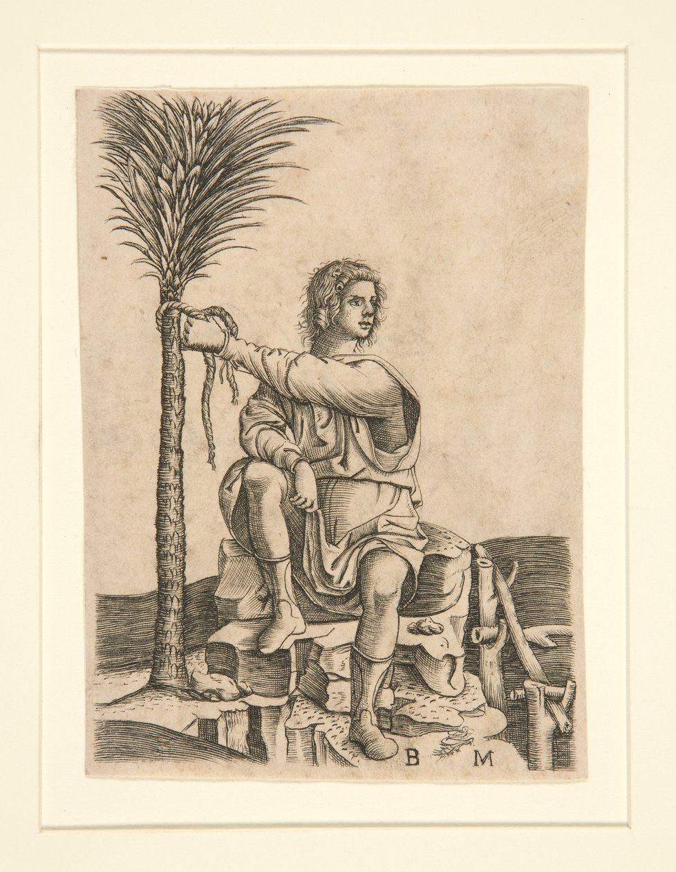 Mann som sitter ved et palmetre av Unknown
