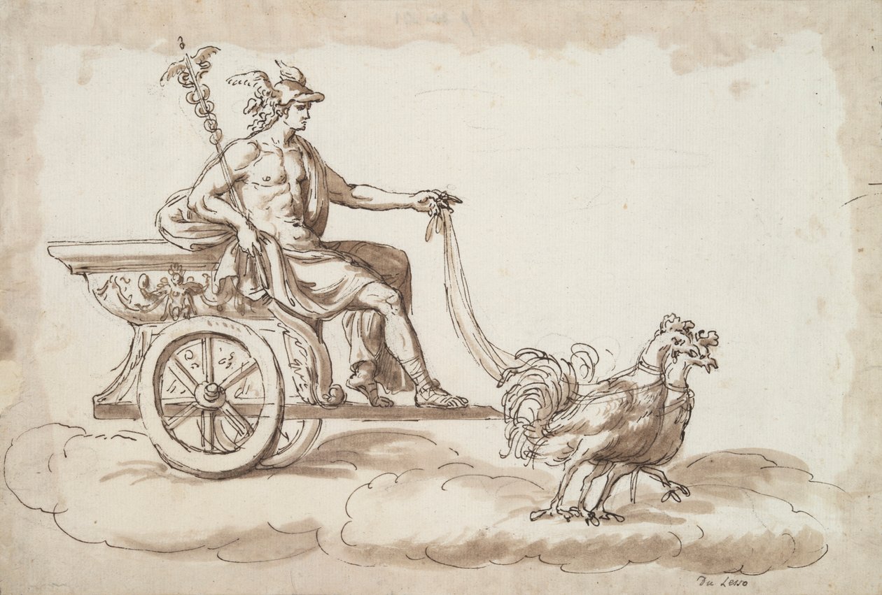 Mercury in a Chariot tegnet av Roosters av Unknown