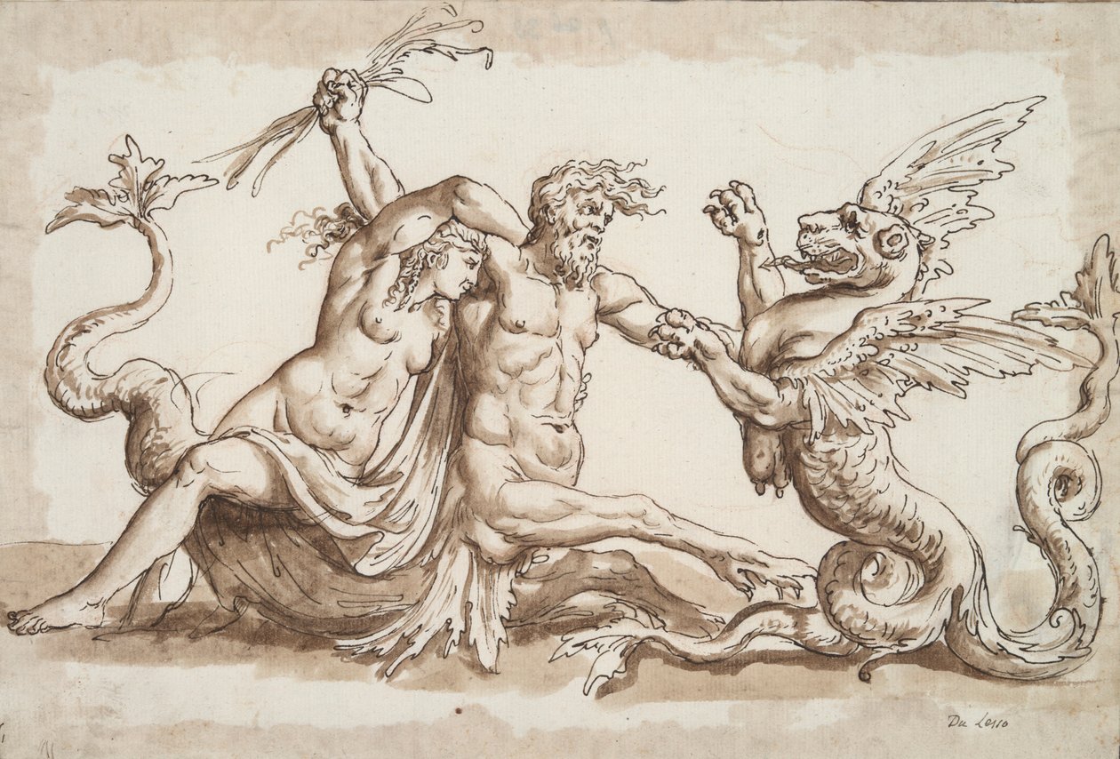 Nereid og Triton kjemper mot en Griffon av Unknown